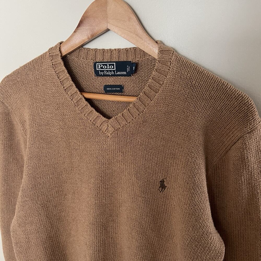 Polo Ralph Lauren Knit Sweater Men’s S 100% Cotton Brown Vintage